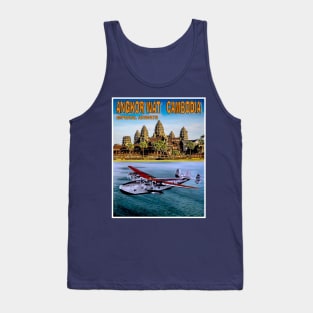 ANGKOR WAT CAMBODIA Vintage Imperial Airways Travel and Tourism Advertising Print Tank Top